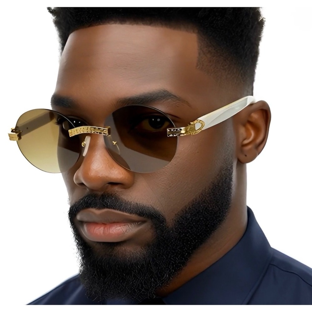 Rimless Sunglasses Oval Lens 80's 90's Retro Fashion Shades‎ Style Street Wear